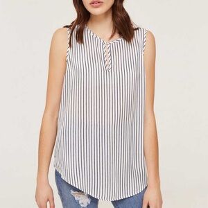 Ardene Asymmetrical Navy and White Tank Top